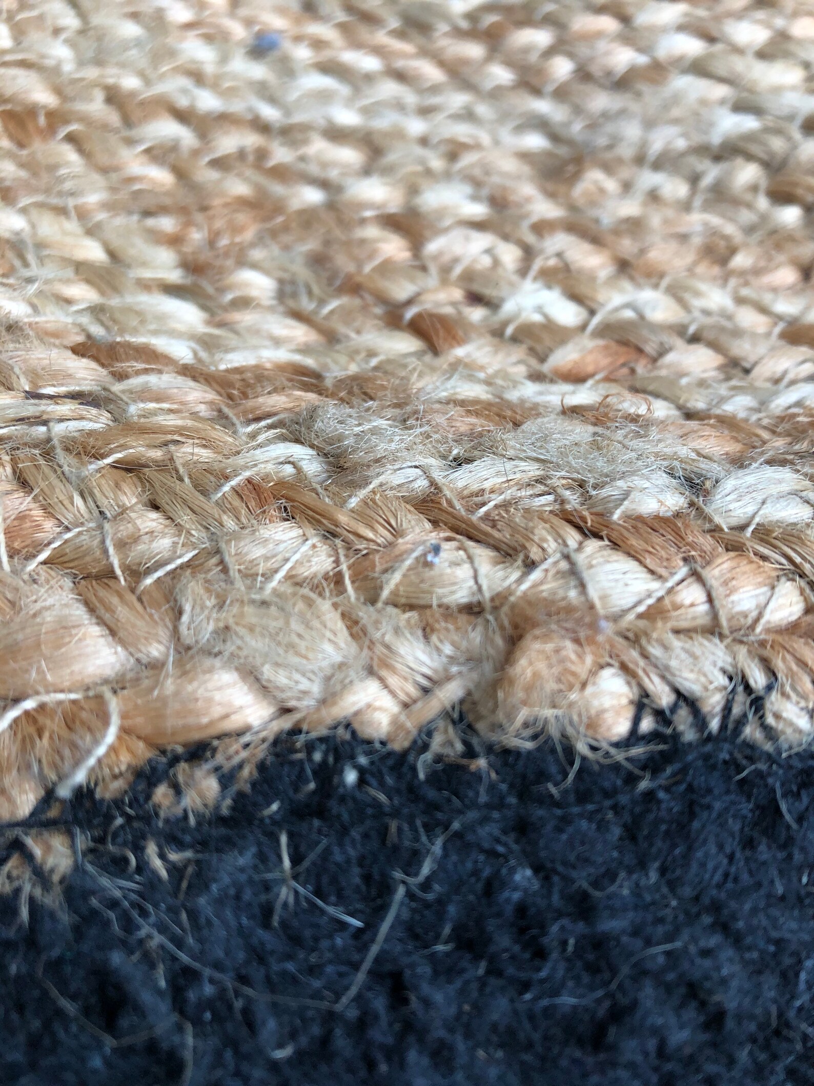 Jute Circle Round Rug Black Trim Etsy