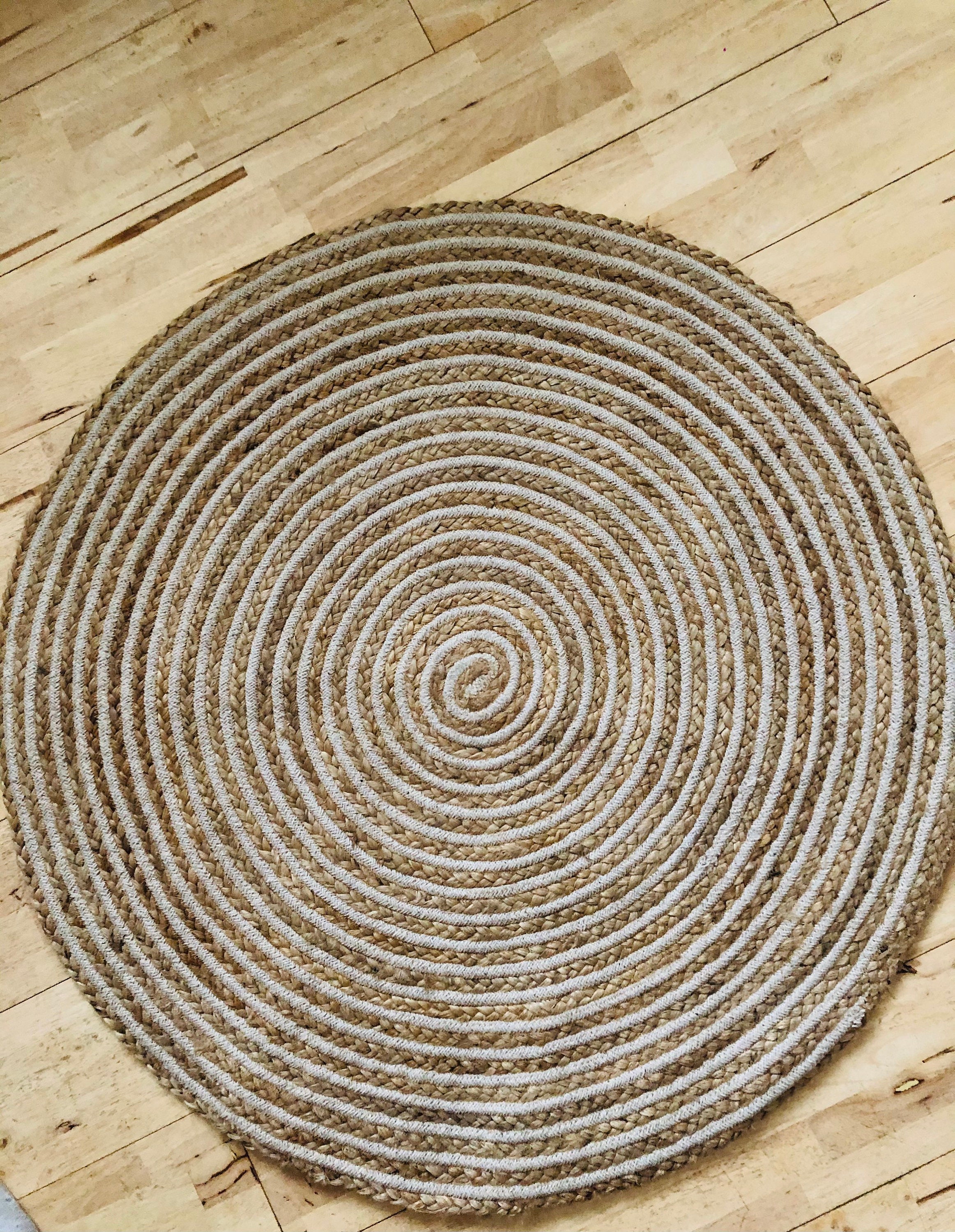 Round Circle Natural Braided Rug Jute & Cotton 90cm Etsy UK