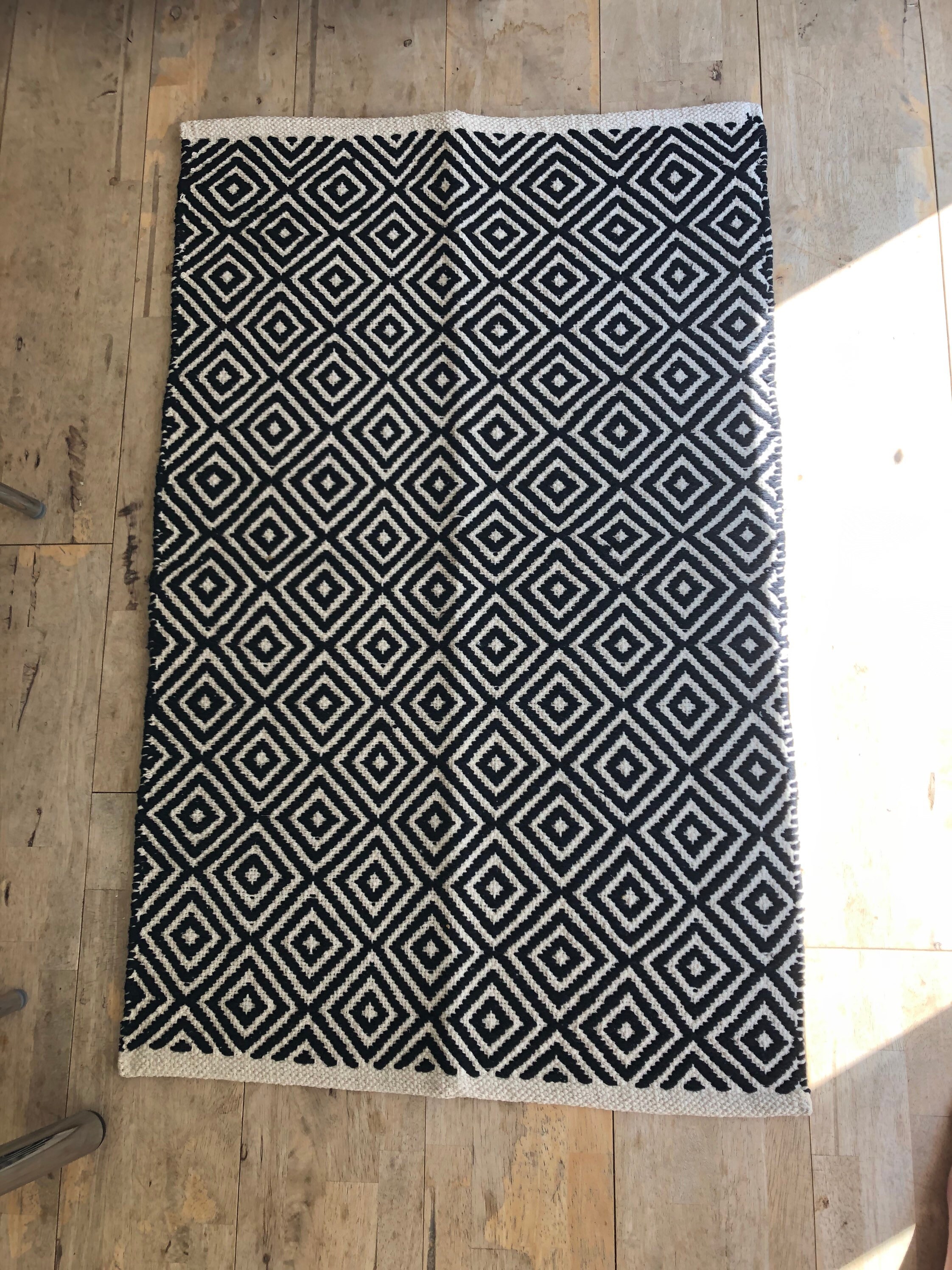 Diamond Weave Cotton Handloom Rug 60 x 90cm Etsy.de