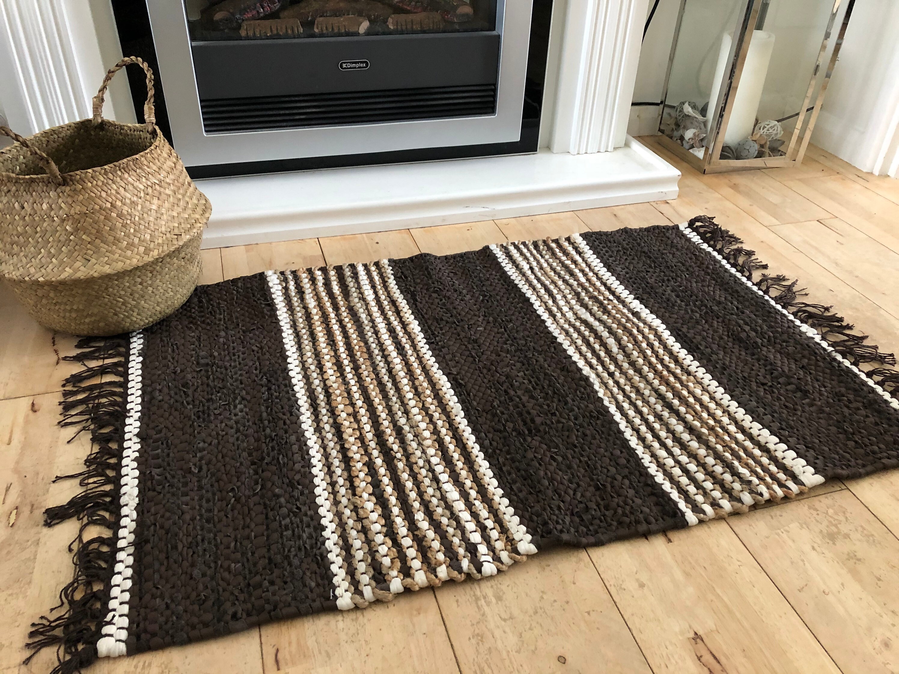 Brown Espresso Leather & Jute Rug Etsy