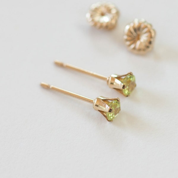 Chrysoberyl Post Earrings, 14k Gold Filled,3mm Chrysoberyl Stud Earrings