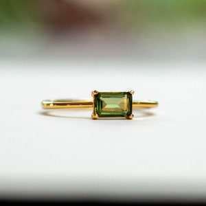 Moldavite (Octagon Cut) Simple Ring- 14K Gold Filled  - Minimalist Ring