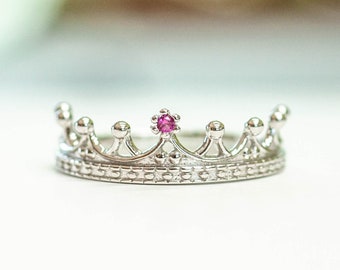 Pink Spinel Tiara Ring- 925 SOLID Sterling Silver  - Minimalist Ring