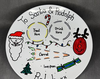 Christmas Eve Plates, Santa & Rudolph, Christmas Eve Box, Personalised Gifts
