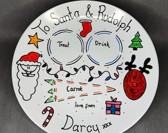 Christmas Eve Plates, Santa & Rudolph, Christmas Eve Box, Personalised Gifts