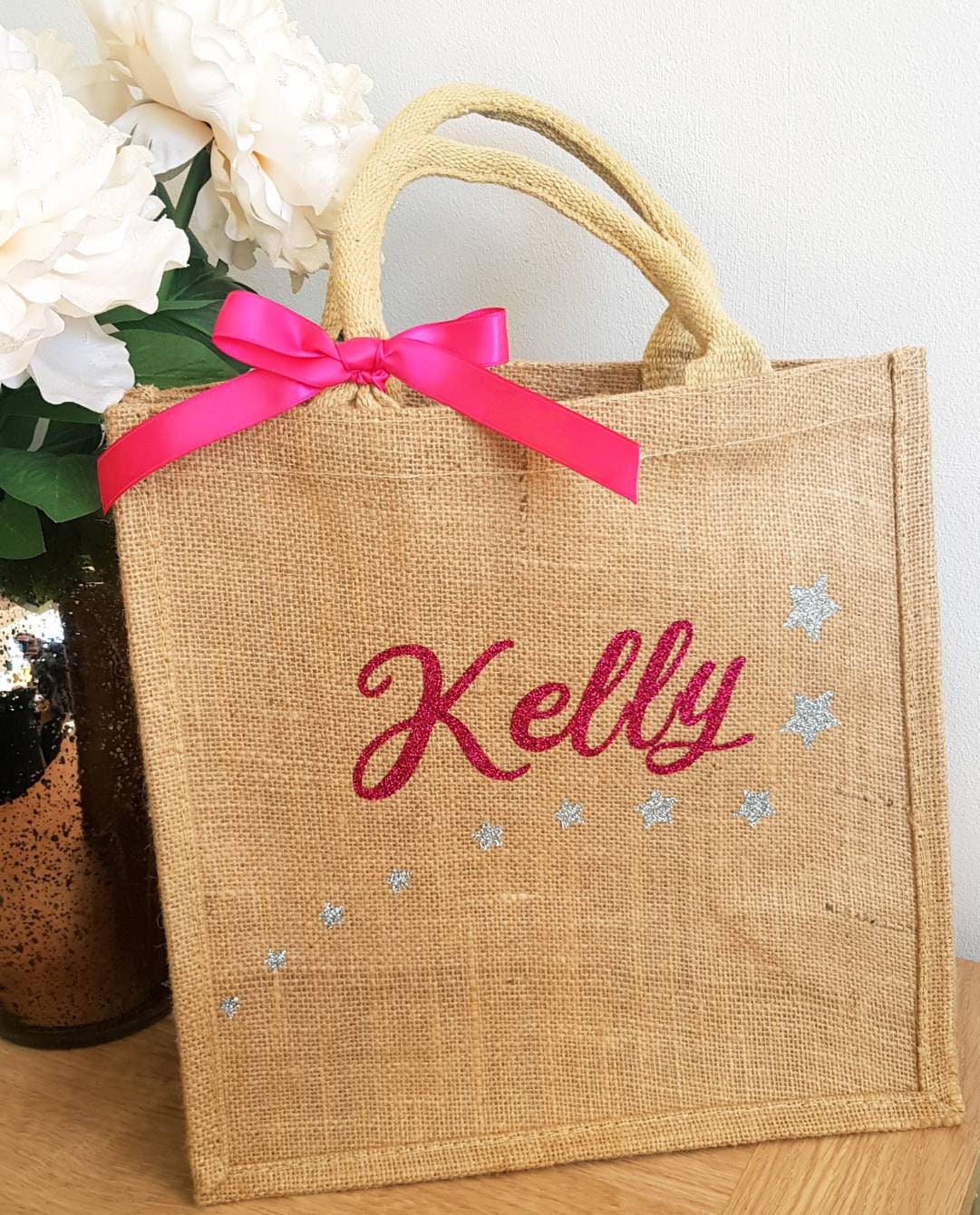 personalised hessian lunch bag