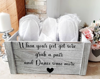 Personalised wedding crate, wedding slipper crate, wedding flip flop crate, rustic wedding, dancing feet, wedding decor, dancing feet