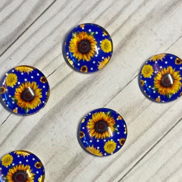 Sunflower/Blue Cabochons (10mm, 12mm, 16mm, 20mm and 25mm)  - 10pcs