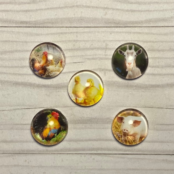 Farm Animals Cabochons - (10mm, 12mm, 16mm, 20mm, and 25mm)  - 10pcs