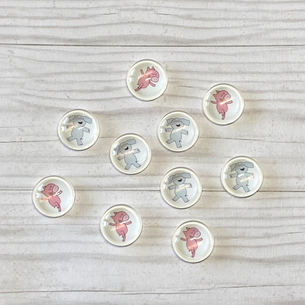 Elephant and Piggie - (10mm, 12mm, 16mm, 20mm and 25mm)  - 10pcs