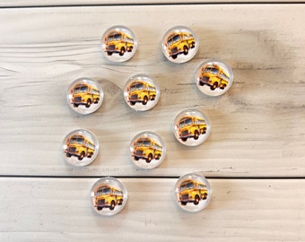 School Bus Cabochons (10mm, 12mm, 16mm, 20mm and 25mm) - 10pcs