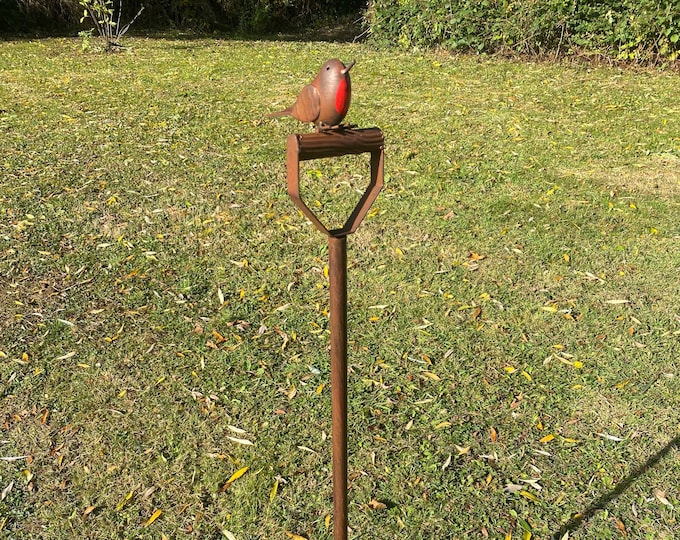 Metal Robin on Fork Garden Stake Christmas Bird Gift Etsy UK