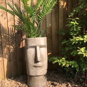 Large Easter Island Outdoor Planter Pot Moai Head Indoor Tropical Quirky Garden