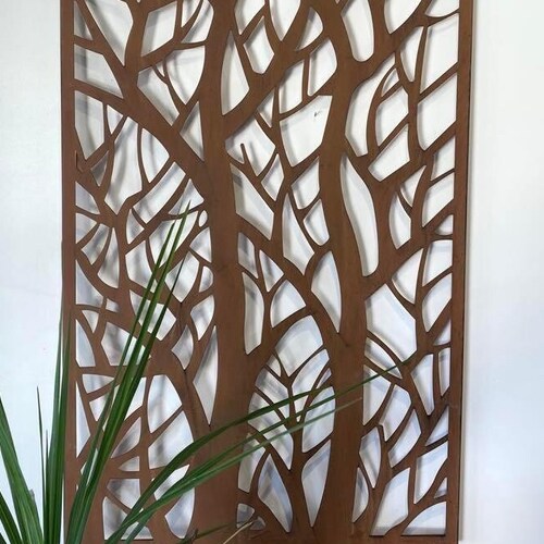 Abstract Brown Modern Tree Rectangular Garden Wall Art Etsy UK
