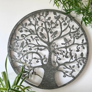 Beautiful Grey Steel Tree Of Life Wall Art Made From Galvanised Steel Rustic