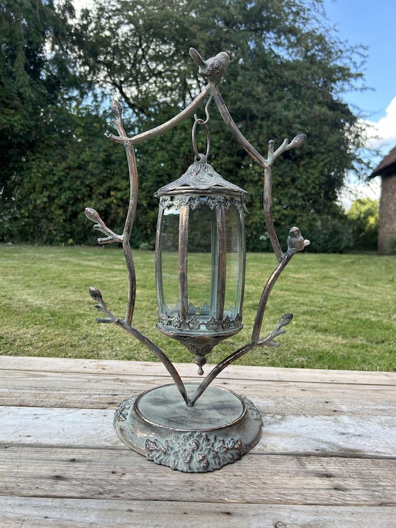 Intricate Woodland Hanging Lantern Country Rose Gold Galvanised