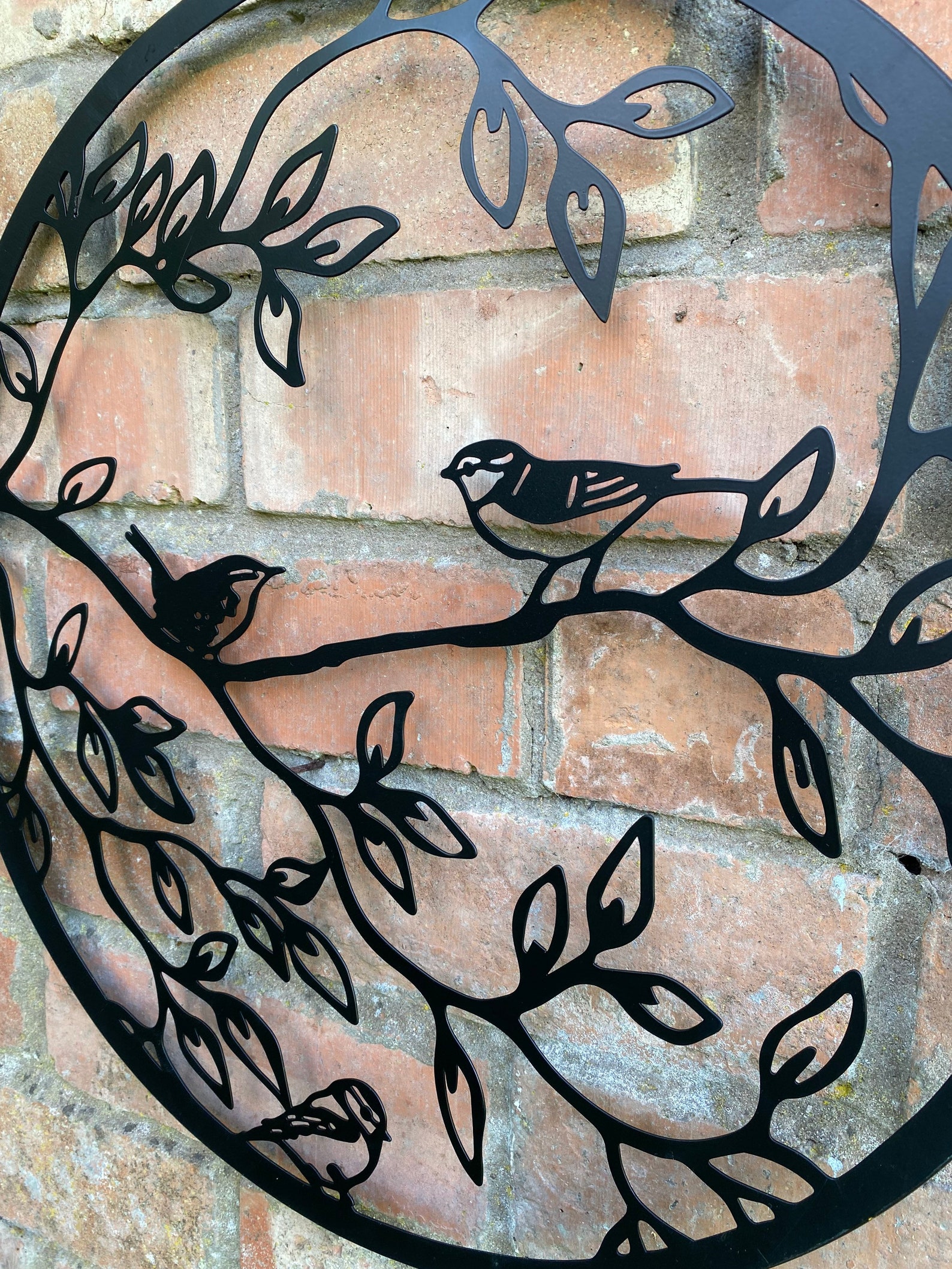Intricate Black Metal Bird on Branch Wildlife Garden Wall Art Gift ...