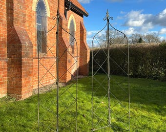Set of 2 Verdigris Folding Obelisk Plant Support Trellis Stake