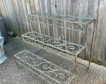 Verdigris 3 Tier Ornate Metal Outdoor Plant Stand Garden Planter Shelves Pot Storage
