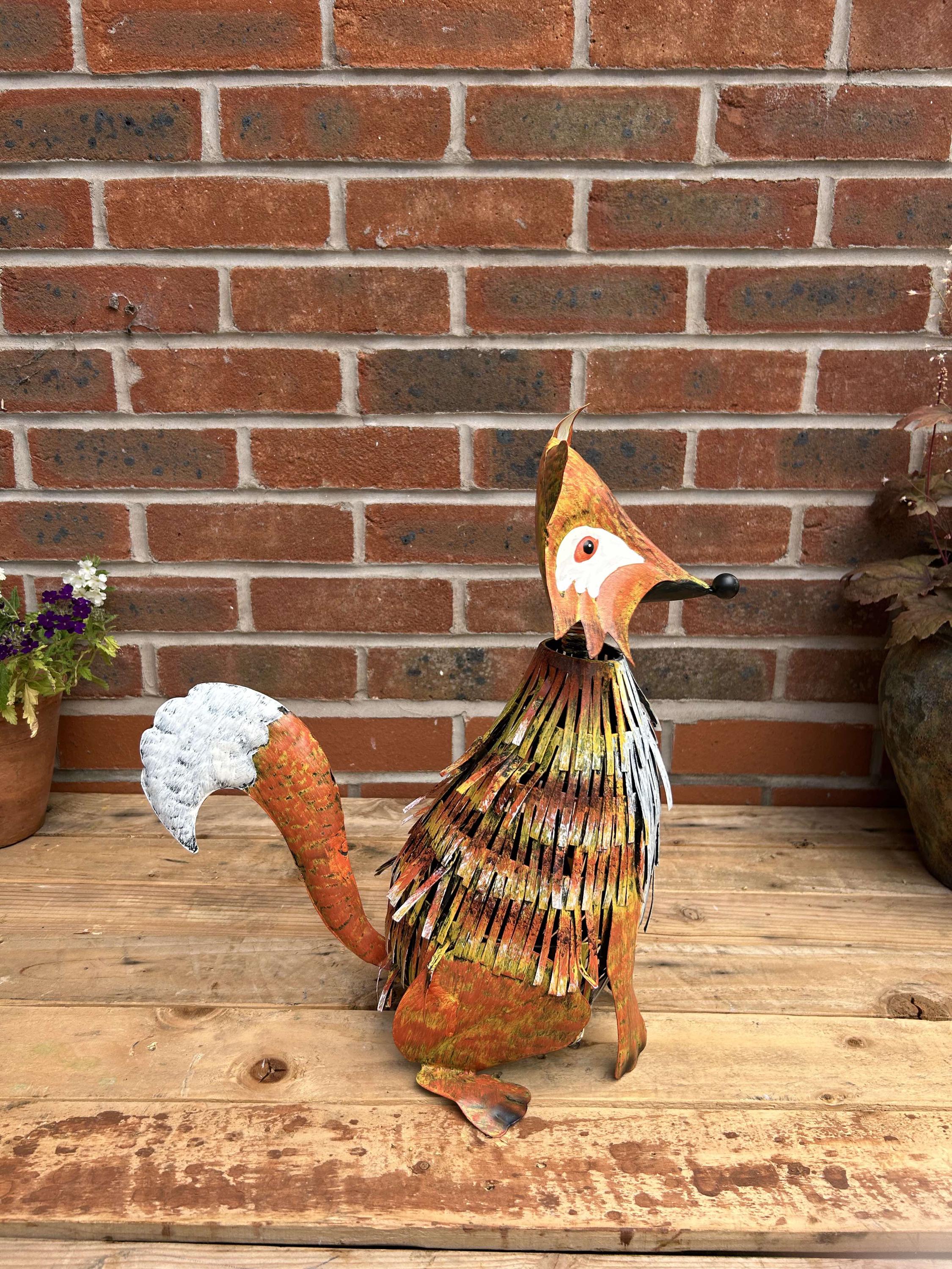 Metal Art Garden Fox Ornament Outdoor Decor Gift British Wildlife