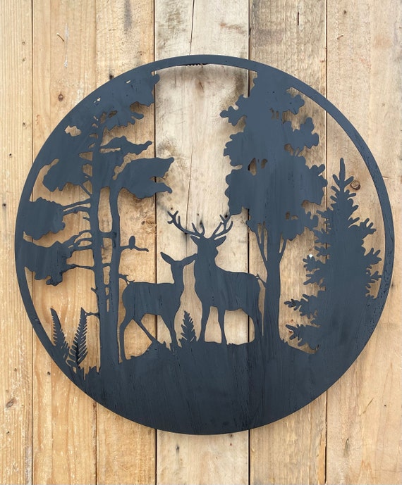 3-Foot Black Metal Deer Buck Silhouette – Wall Or Yard Decor, Outdoor Use