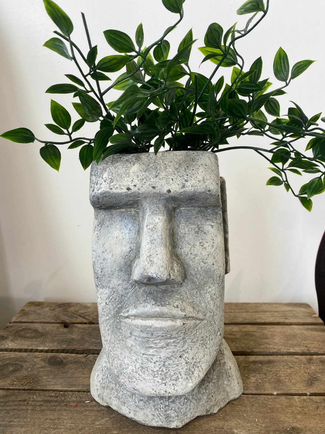 Easter Island Maoi Head Pot Planter Garden Indoor Outdoor Reconstituted