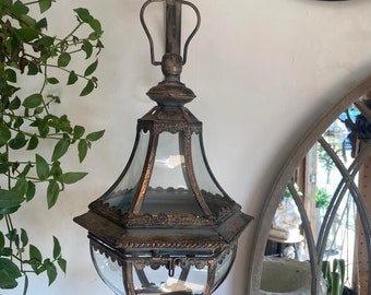 Victorian Style Rose Gold Hanging Lantern with Bracket