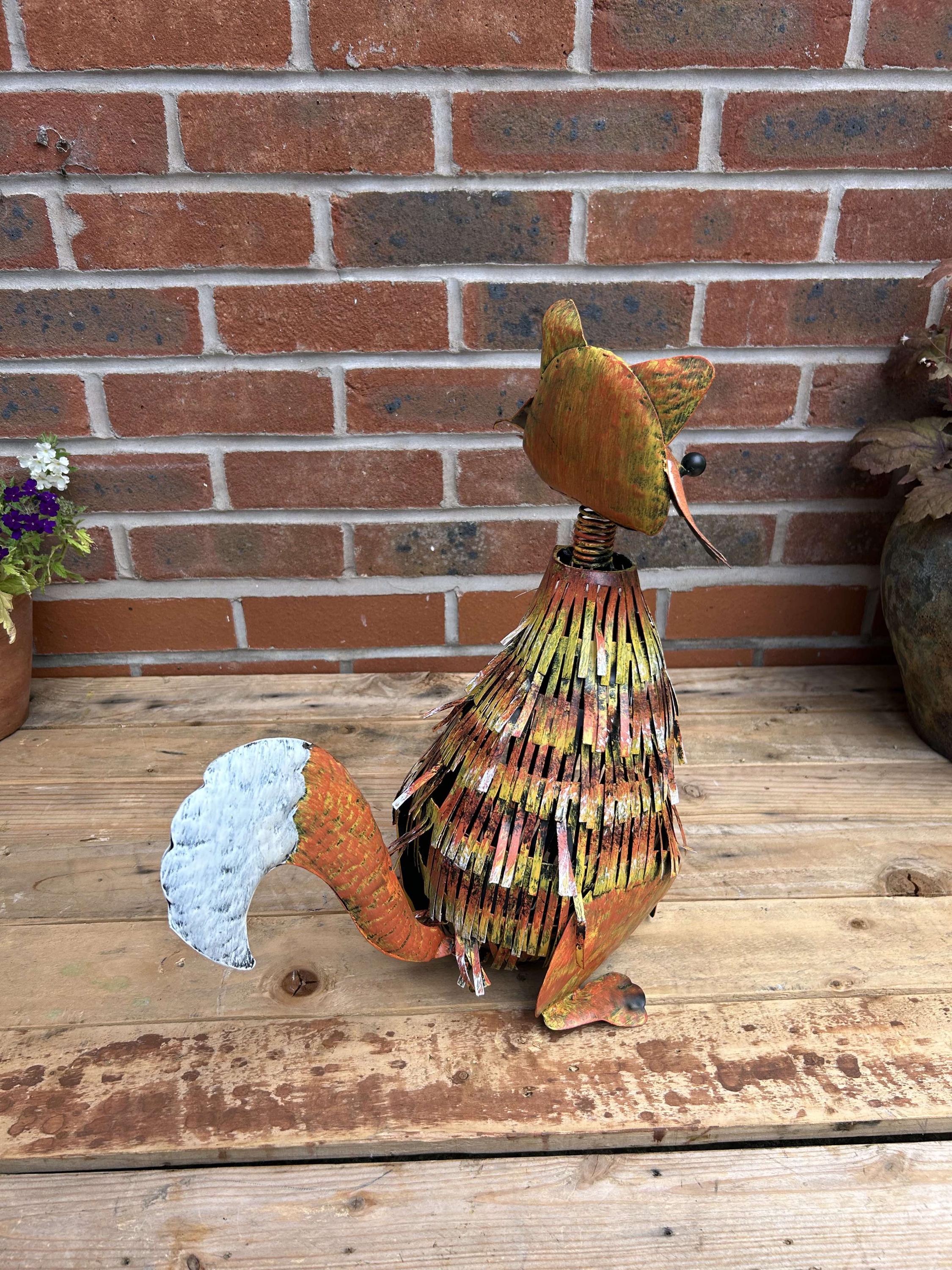 Metal Art Garden Fox Ornament Outdoor Decor Gift British Wildlife