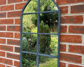 Large Window Chapel Dark Grey Garden Mirror Garden Home Indoor Outdoor Metal