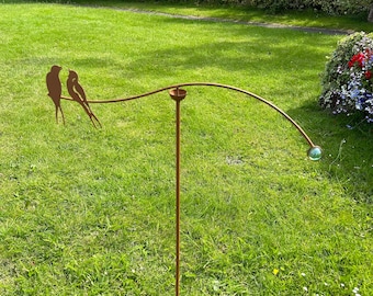 Swallow Pair Garden Rocker Wind Spinner Stake Metal Gift