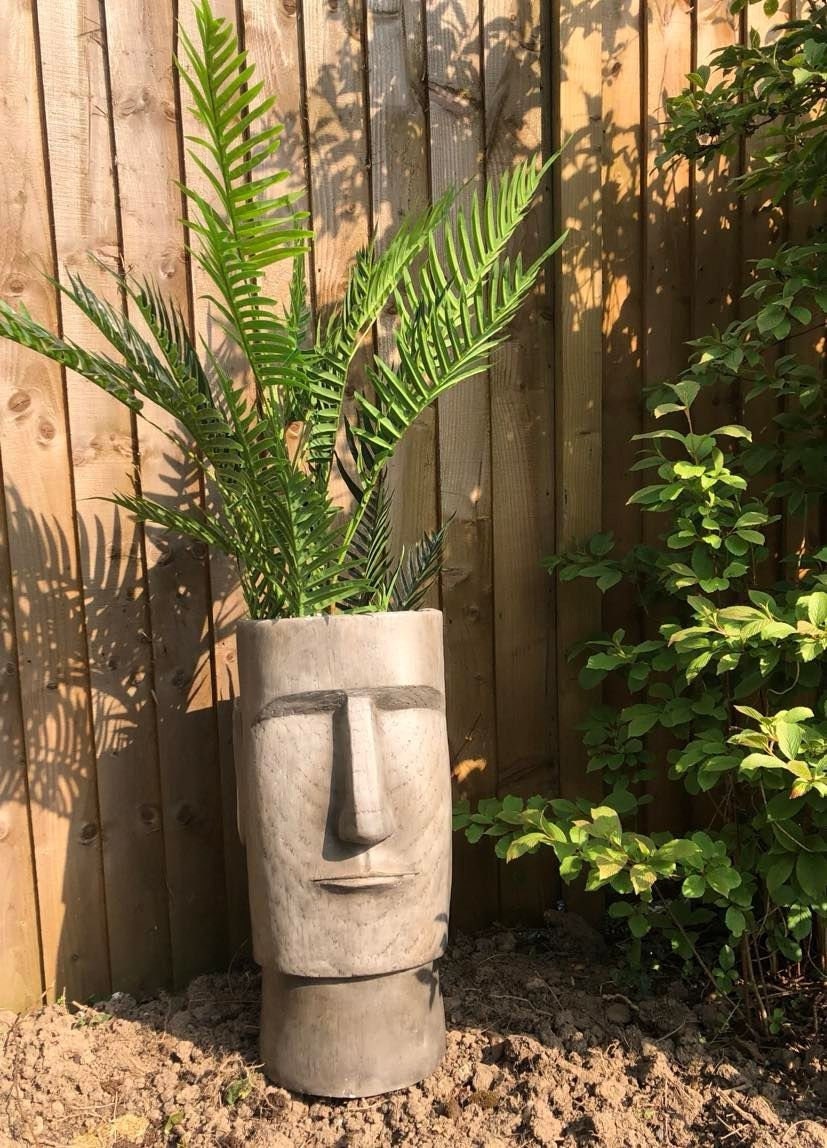 Large Easter Island Outdoor Planter Pot Moai Head Indoor Etsy