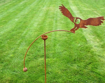 Swooping Owl Single Rocker Garden Wind Spinner Metal Gift