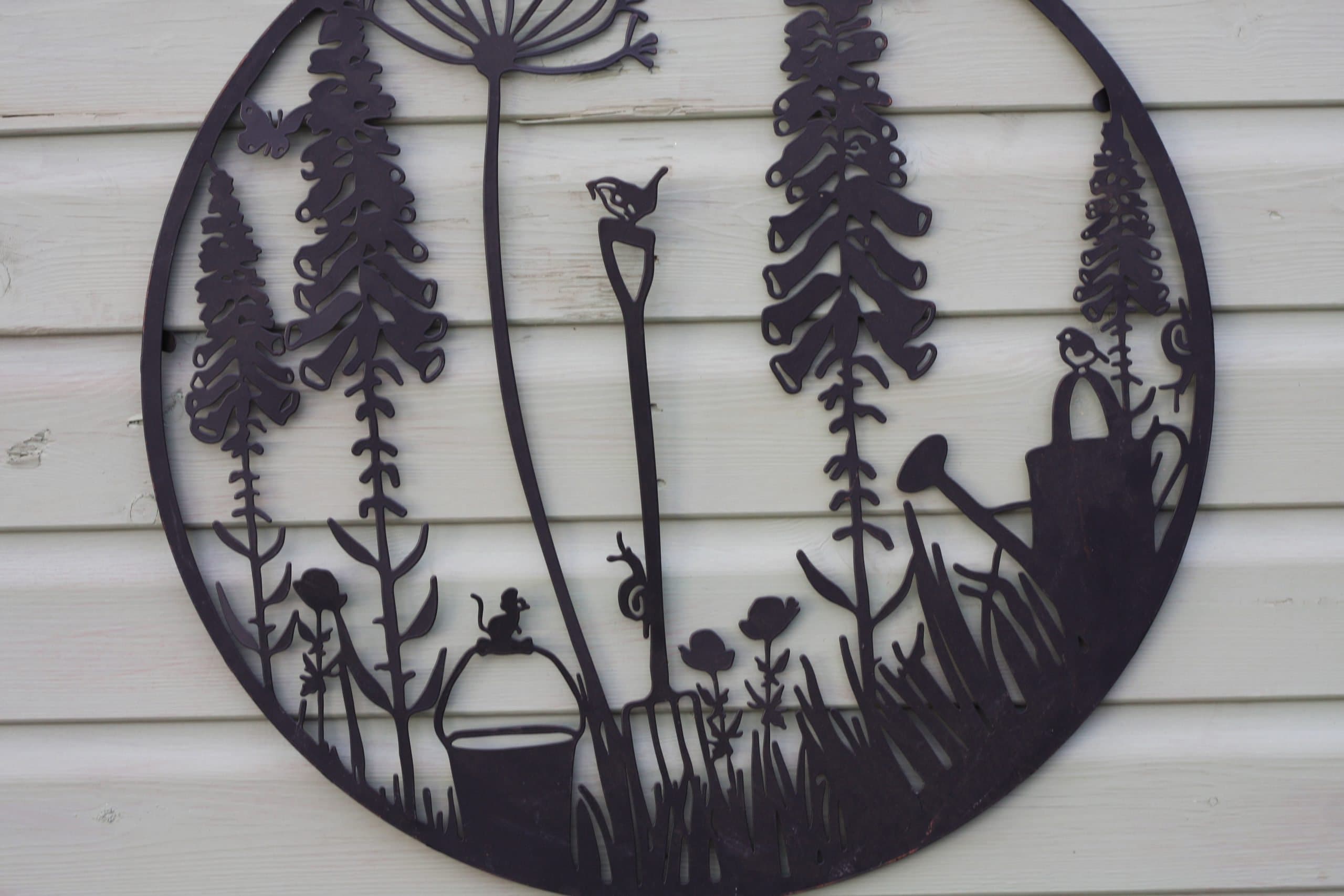 English Garden Galvanised Metal Wall Art Featuring Foxgloves Etsy UK