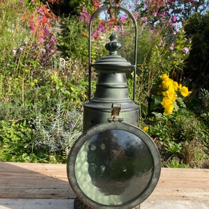 Traditional ‘Vintage’ Verdigris Metal Railway Candle Lantern Floor Standing Lamp