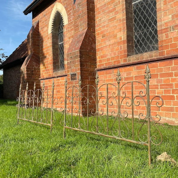 Verdigris Green Metal Garden Trellis - Victorian Decorative Fencing, Set of 2