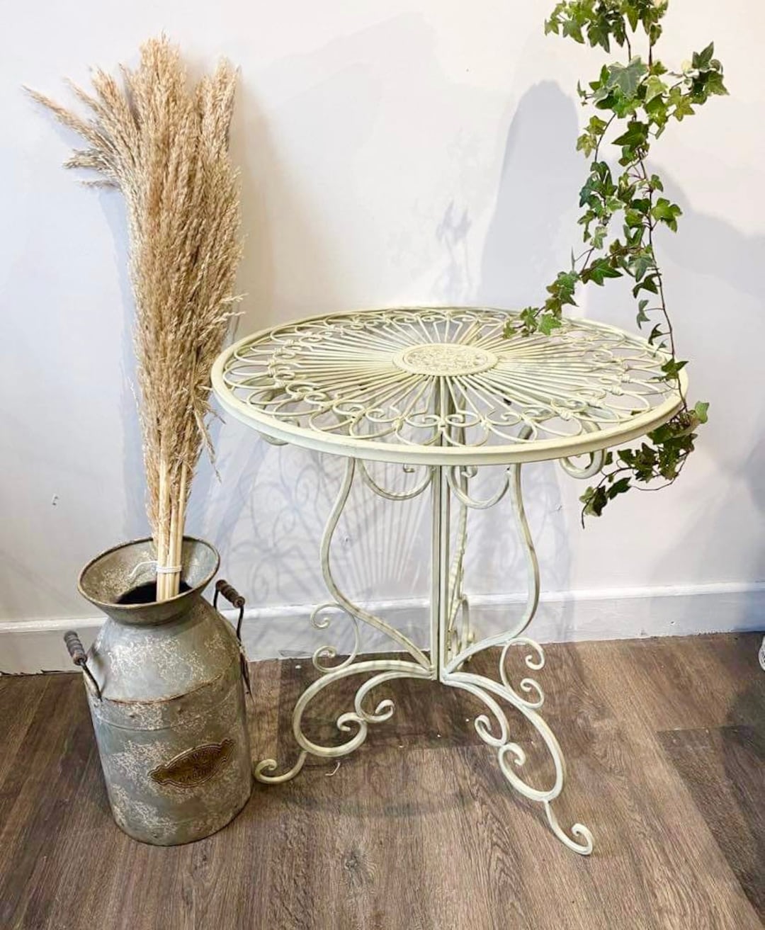 Cream metal garden table deals