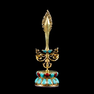 Sword of Manjushri that cuts off ignorance and duality — small perfect figurine for your buddhist altar / Tibetan Buddhist Art collection
