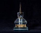Amazing Buddhist Enlightenment Glass Stupa Himalayan Perfect K9 Crystal Chorten Buddhist Statues and Stupas collection Height 25 cm