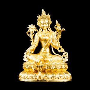 Standbeeld van groene tara (ook bekend als Drolma): 10,5 cm perfectie