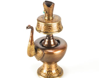 Bumpa with spout Tibetan sacred water vase used for ritual practices and initiations / Buddhist ritual goods collection / Height — 19.0 cm