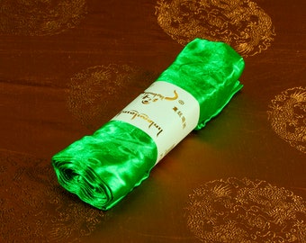Khata — Tibetan ceremonial scarf from best quality Natural Cotton (very soft “Artificial Silk”) | Green color, 60 x 300 cm