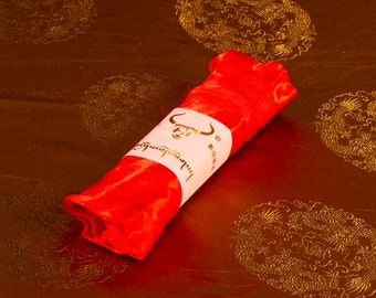 Khata — Tibetan ceremonial scarf from best quality Natural Cotton (very soft “Artificial Silk”) | Red color, 60 x 300 cm
