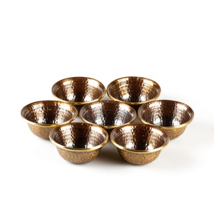 Set of 7 Tibetan offering bowls made from copper — Best Quality / Buddhist ritual goods collection / Small size diameter — 7.5 cm