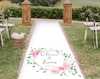 Floral Hexagon Wedding Aisle Runner -Personalised Wedding Aisle Runners