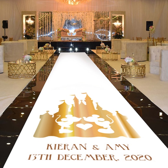 Personalised Wedding Aisle Runner Decoration - : Gold Effect Disney Castle