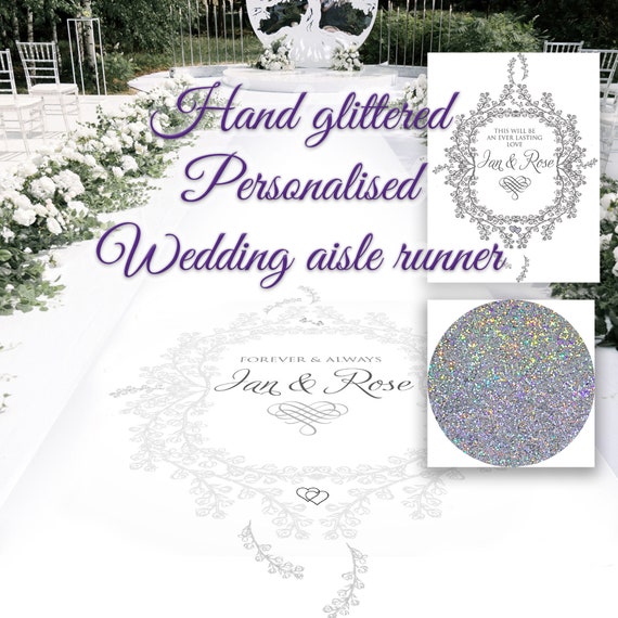 Personalised Glitter Wedding Aisle Runner - Glitter Floral Frame