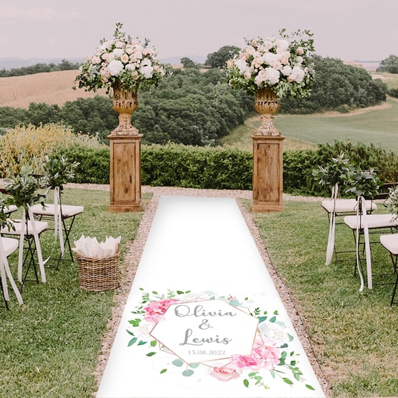 Floral Hexagon Wedding Aisle Runner -Personalised Wedding Aisle Runners