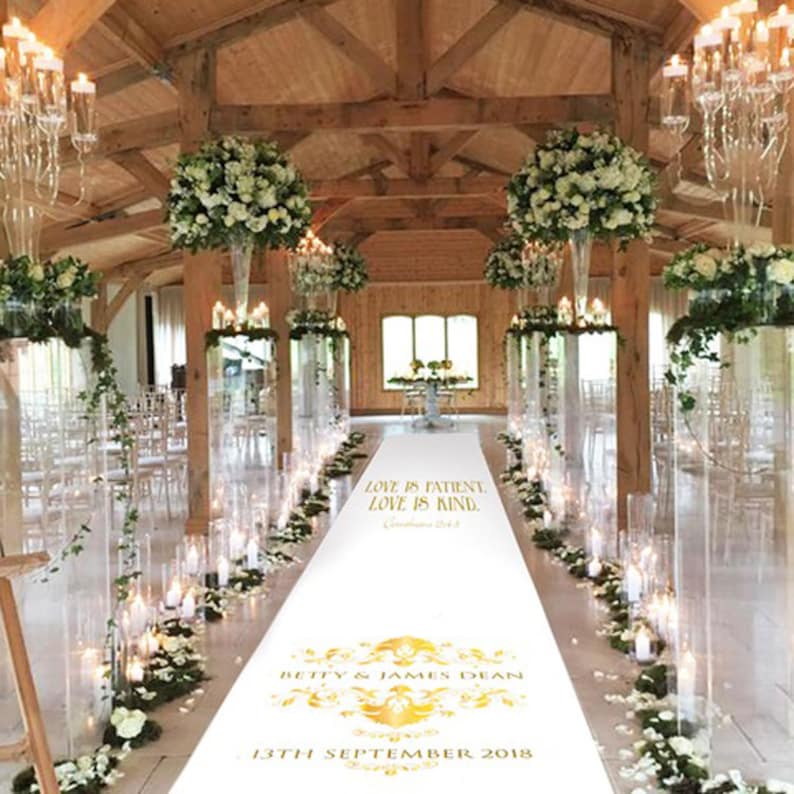Personalised Gold Effect Damask Aisle Runner Wedding Etsy