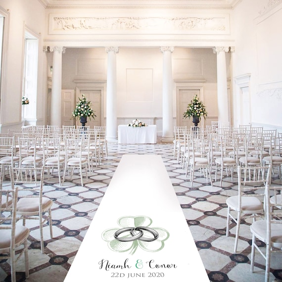 White Aisle Carpet - Irish themed -  Personalised Wedding Aisle Runners