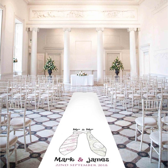 LGBT Wedding Aisle Runner - Two Ties - Personalised Wedding Aisle Runners